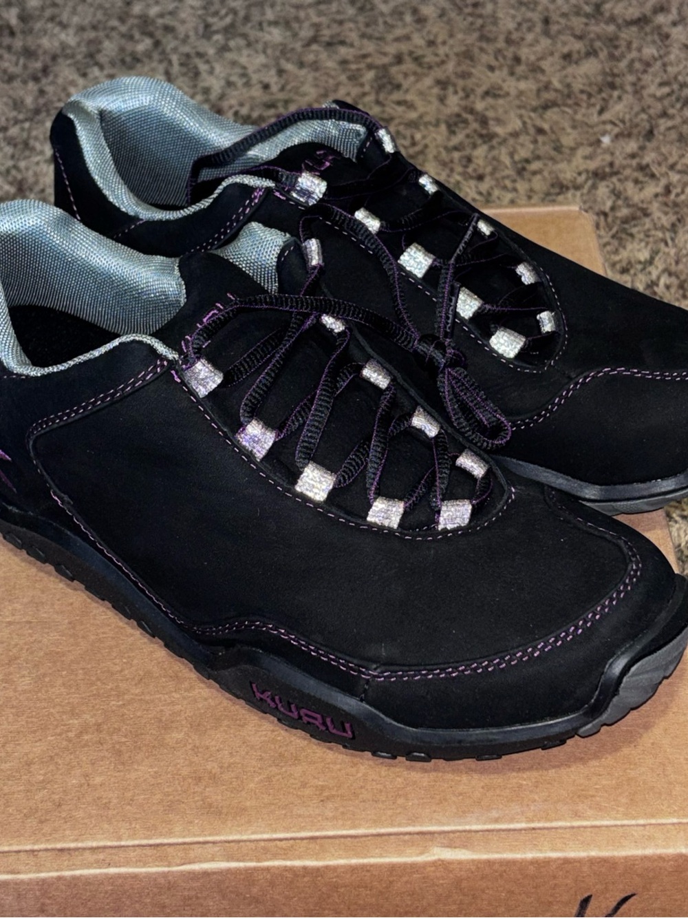 Kuru Chicane Women’s Shoes Size 11 Hiking Jet Black Boysenberry Leather Sneakers